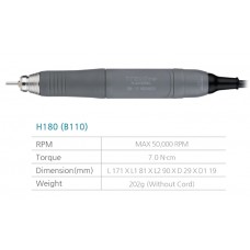 Saeshin H180 Slimline Brushless Handpiece ONLY - 50,000RPM - 8 Pin Female Cable - (Suits OZ Elite / Traus B110) - 1pc
